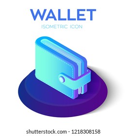 Wallet Icon. 3D Isometric Wallet icon. Payment concept. Created For Mobile, Web, Decor, Print Products, Application. Perfect for web design, banner and presentation. Vector Illustration.