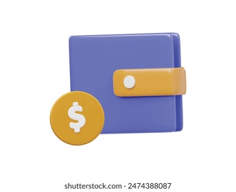  Wallet icon 3d render illustration