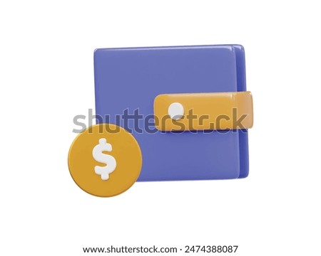  Wallet icon 3d render illustration