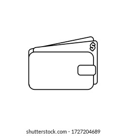Wallet icon. Basic icon of a wallet with a ticket inside. Line icon.