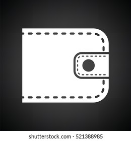 Wallet icon. Black background with white. Vector illustration.