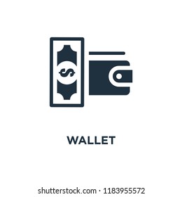Wallet icon. Black filled vector illustration. Wallet symbol on white background. Can be used in web and mobile.