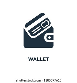Wallet icon. Black filled vector illustration. Wallet symbol on white background. Can be used in web and mobile.