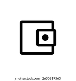 Ícone da carteira com desenho de linha preta. Ideal para aplicativos financeiros, design de carteira, conceito de economia, gráficos de comércio eletrônico e visual bancário. Ilustração vetorial.