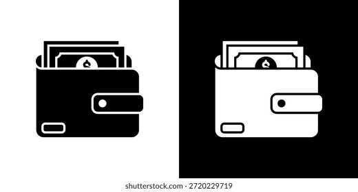 Icono de billetera en blanco y negro lleno.