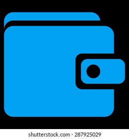 Wallet icon from Business Bicolor Set. This flat vector symbol uses blue color, rounded angles, and isolated on a black background.