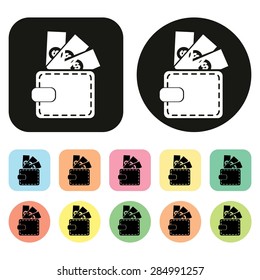 Wallet icon. Cash icon. Payment icon. Vector