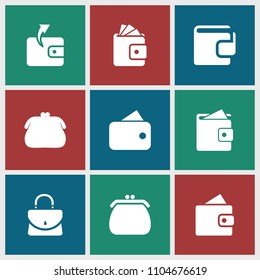 Wallet icon. collection of 9 wallet filled icons such as purse. editable wallet icons for web and mobile.