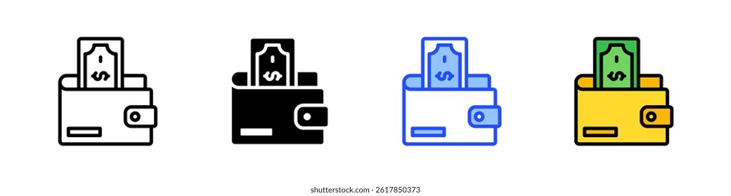 Wallet Icon Collection With Multiple Styles