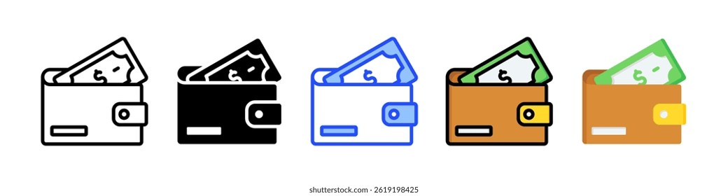 Wallet Icon Collection With Multiple Styles