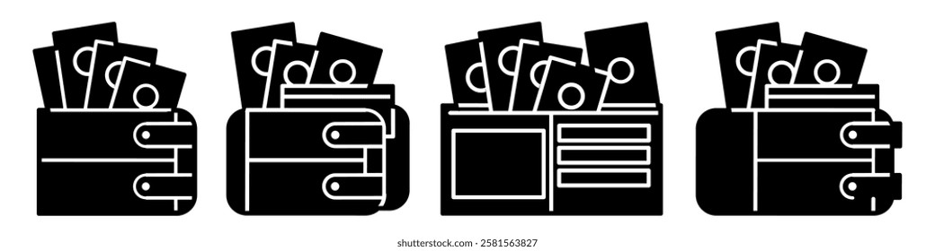 Wallet icon collection. Stock vector illustration.