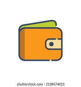 icono de cartera de la plantilla de vector de estilo de color