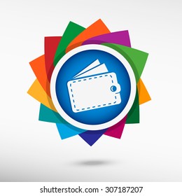 Wallet icon color icon, vector illustration. Flat design style