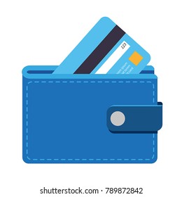 Wallet icon with a credit card, can be used to describe any topic related to banking, finance, shopping, saving money etc.