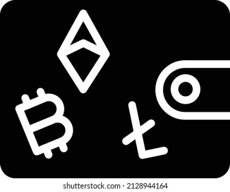 Wallet Icon. Cryptocurrency Sign and Symbol. Payment icon, Cryptography vector icon.
