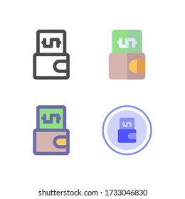 wallet Icon design for your web site design, logo, app, UI. Vector graphics illustration and editable stroke. EPS 10.