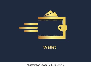 a wallet icon designed in a trendy flat style. The icon is isolated on a dark background, making it visually prominent. It can be used as a symbol to represent wallets on web designs, logos, or other 