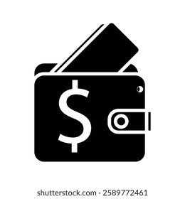 Wallet Icon. Wallet With Dollar Bill Symbol. Business and Finance Illustration.