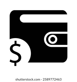 Wallet Icon. Wallet With Dollar Bill Symbol. Business and Finance Illustration.