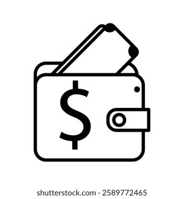 Wallet Icon. Wallet With Dollar Bill Symbol. Business and Finance Illustration.