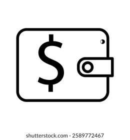 Wallet Icon. Wallet With Dollar Bill Symbol. Business and Finance Illustration.