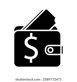 Wallet Icon. Wallet With Dollar Bill Symbol. Business and Finance Illustration.