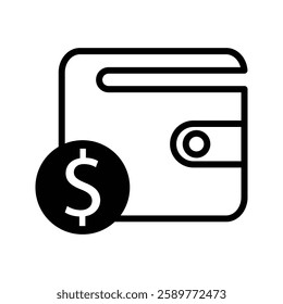 Wallet Icon. Wallet With Dollar Bill Symbol. Business and Finance Illustration.