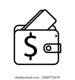 Wallet Icon. Wallet With Dollar Bill Symbol. Business and Finance Illustration.