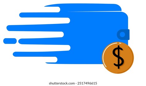Ícone da carteira com moedas de dólar em estilo editável, ilustração de pagamento rápido, estilo de vetor plano.