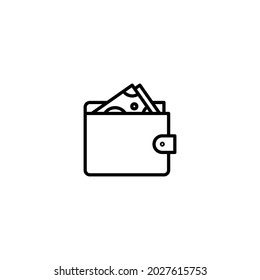 Icono de cartera con vector de icono de dinero en dólares