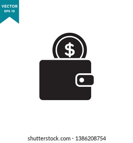 wallet icon with dollar sign in trendy flat style 