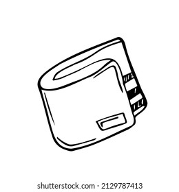 Wallet icon in doodle sketch lines. Money case cash shopping finance banking