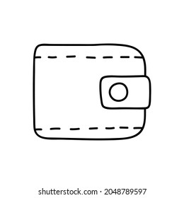 wallet icon in flat black line style, isolated on white background 