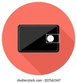 Wallet icon. Flat design style modern vector illustration. Isolated on stylish color background. Flat long shadow icon. Elements in flat design.