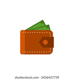 Wallet Icon Flat Design Style. Simple Web and Mobile Vector. Perfect Interface Illustration Symbol.