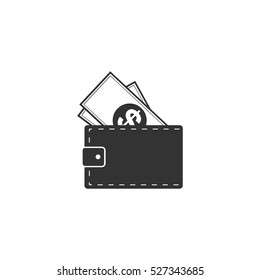 Wallet icon flat. Illustration isolated vector sign symbol