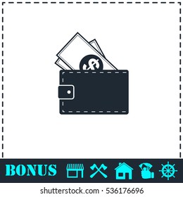 Wallet icon flat. Simple vector symbol and bonus icon