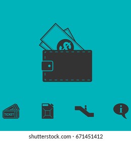 Wallet icon flat. Simple vector symbol and bonus icon