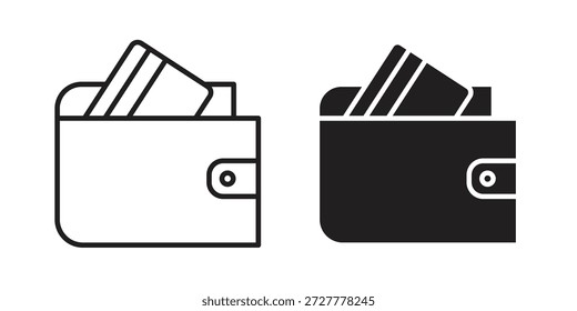 Icono de billetera plana y colección de trazo para ui ux trabajo.