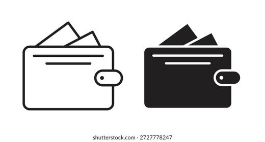Icono de billetera plana y colección de trazo para ui ux trabajo.
