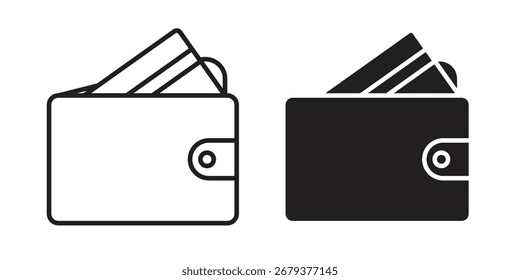 Ícone da carteira pacote de estilo plano e traçado no plano de fundo branco. Ilustrações vetoriais