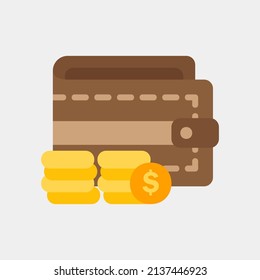 Wallet icon in flat style about currency, use for website mobile app presentation