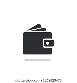 Wallet Icon in flat style black and white color. Wallet symbol for money saving, exchange, finance and budget concept. EPS10 Flat vector currency symbol.