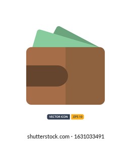 wallet icon in Flat style isolated on white background. for your web site design, logo, app, UI. Vector graphics illustration and editable stroke. EPS 10.