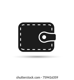 Wallet icon in flat style isolated on white background. Vector black wallet symbol.