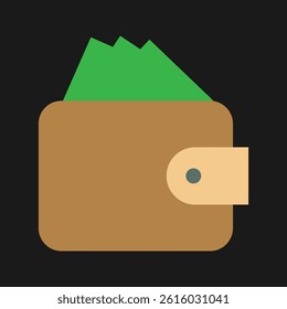 Wallet icon in a flat style. A modern and minimalist financial icon
