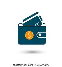 wallet icon in flat style on white background. vector illustration.