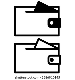 wallet icon, flat style pictogram icon, simple for mobile app ui or ux, sign logo symbol design vector illustration, isolated on white