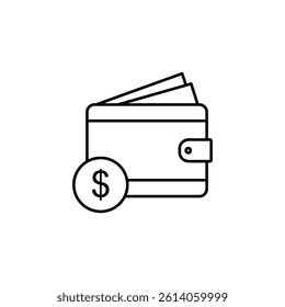 wallet icon, flat style pictogram icon, simple for mobile app ui or ux, sign logo symbol design vector illustration, isolated on white
