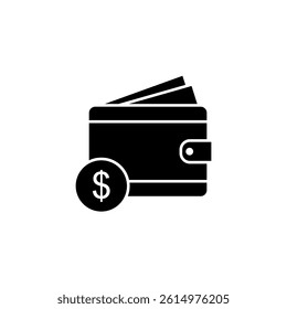 wallet icon, flat style pictogram icon, simple for mobile app ui or ux, sign logo symbol design vector illustration, isolated on white